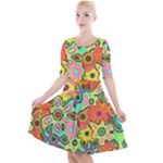 Colorful shapes             Quarter Sleeve A-Line Dress