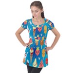 Cute food characters clipart            Puff Sleeve Tunic Top