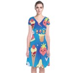 Cute food characters clipart             Short Sleeve Front Wrap Dress