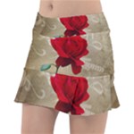 Red Rose Art Tennis Skirt