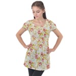 Vintage roses               Puff Sleeve Tunic Top