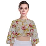 Vintage roses              Tie Back Butterfly Sleeve Chiffon Top
