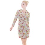 Vintage roses                  Button Long Sleeve Dress