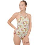 Vintage roses               High Neck One Piece Swimsuit