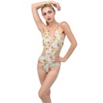 Vintage roses                Plunging Cut Out Swimsuit