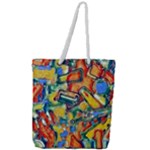 Colorful painted shapes                  Full Print Rope Handle Tote (Large)
