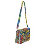 Colorful painted shapes                  Shoulder Bag with Back Zipper