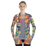 Colorful painted shapes                     Women s Open Front Pockets Cardigan