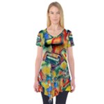 Colorful painted shapes                      Short Sleeve Tunic
