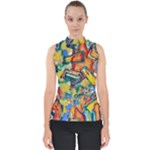 Colorful painted shapes                      Mock Neck Shell Top