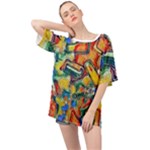 Colorful painted shapes                    Oversized Chiffon Top