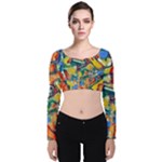 Colorful painted shapes                     Velvet Long Sleeve Crop Top