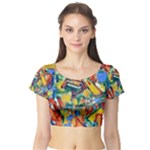 Colorful painted shapes                      Short Sleeve Crop Top