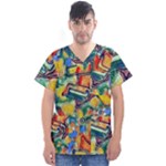 Colorful painted shapes                       Men s V-Neck Scrub Top