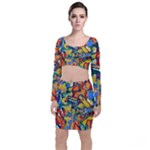 Colorful painted shapes                         Long Sleeve Crop Top & Bodycon Skirt Set