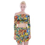 Colorful painted shapes                         Off Shoulder Top with Minki Skirt Set