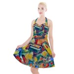 Colorful painted shapes                         Halter Party Swing Dress
