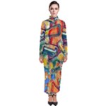 Colorful painted shapes                        Turtleneck Maxi Dress