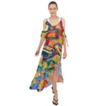Colorful painted shapes                        Maxi Chiffon Cover Up Dress