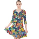 Colorful painted shapes                        Quarter Sleeve Front Wrap Dress