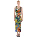 Colorful painted shapes                      Fitted Maxi Dress