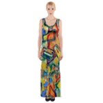 Colorful painted shapes                      Maxi Thigh Split Dress
