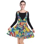 Colorful painted shapes                    Plunge Pinafore Dress