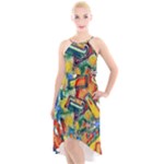 Colorful painted shapes                     High-Low Halter Chiffon Dress