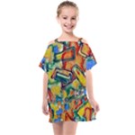 Colorful painted shapes                   Kids  One Piece Chiffon Dress