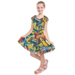Colorful painted shapes                          Kids  Short Sleeve Dress