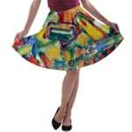 Colorful painted shapes                      A-line Skirt