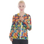Colorful painted shapes                    Casual Zip Up Jacket