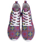 Shapes in squares pattern                      Men s Lightweight High Top Sneakers