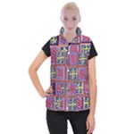 Shapes in squares pattern                    Women s Button Up Puffer Vest