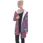 Shapes in squares pattern                      Longline Hooded Cardigan