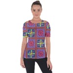 Shapes in squares pattern                      Shoulder Cut Out Short Sleeve Top
