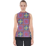 Shapes in squares pattern                       Mock Neck Shell Top