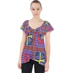 Shapes in squares pattern                     Lace Front Dolly Top