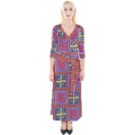 Shapes in squares pattern                       Quarter Sleeve Wrap Maxi Dress