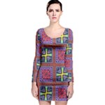 Shapes in squares pattern                       Long Sleeve Bodycon Dress