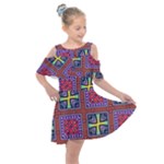 Shapes in squares pattern                    Kids  Shoulder Cutout Chiffon Dress