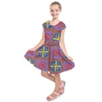 Shapes in squares pattern                           Kids  Short Sleeve Dress