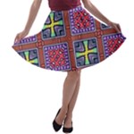 Shapes in squares pattern                       A-line Skirt
