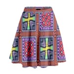 Shapes in squares pattern                         High Waist Skirt