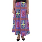Shapes in squares pattern                     Flared Maxi Skirt