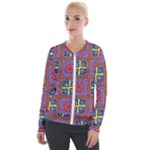 Shapes in squares pattern                       Velour Zip Up Jacket