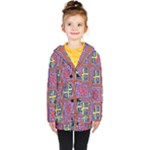 Shapes in squares pattern                       Kids  Double Breasted Button Coat