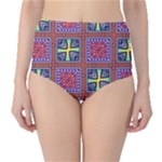 Shapes in squares pattern                       High-Waist Bikini Bottoms