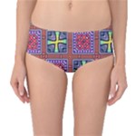Shapes in squares pattern                       Mid-Waist Bikini Bottoms