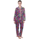 Shapes in squares pattern                    Satin Long Sleeve Pyjamas Set